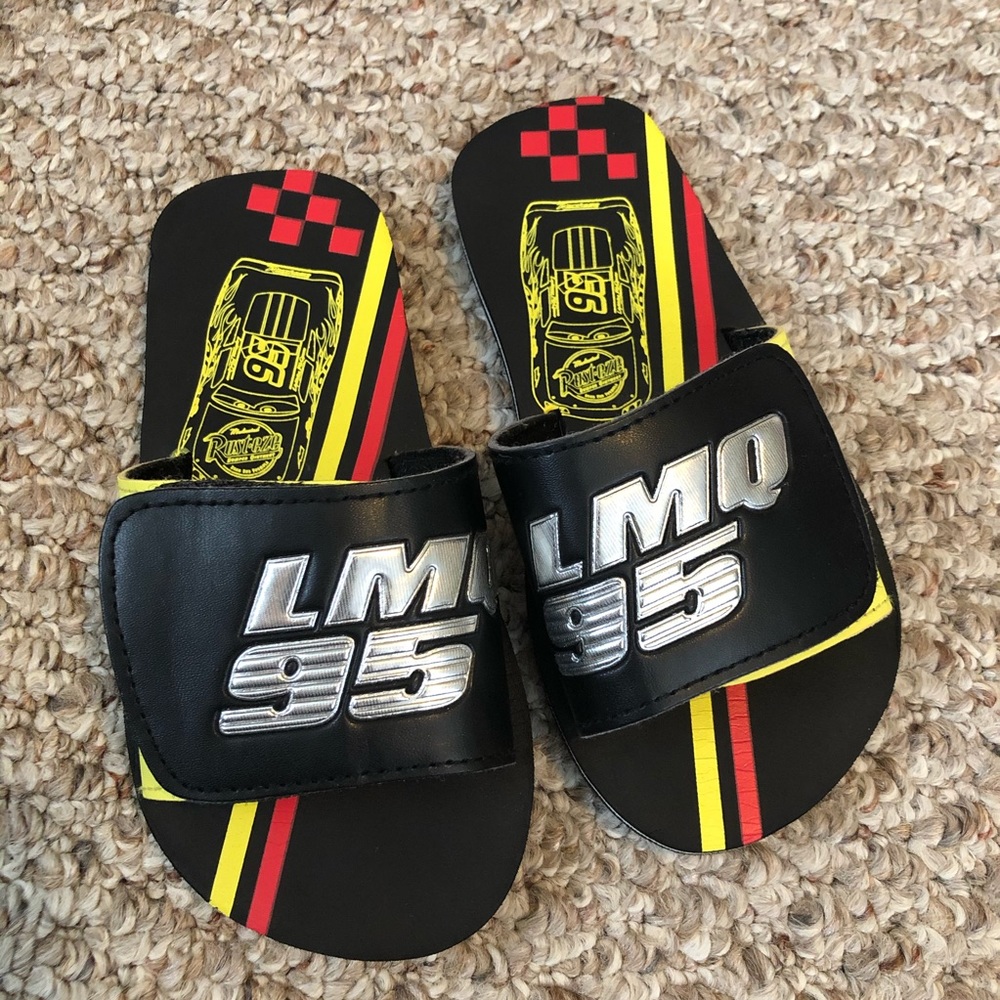 Disney’s Lightening McQueen slide on flip flops
